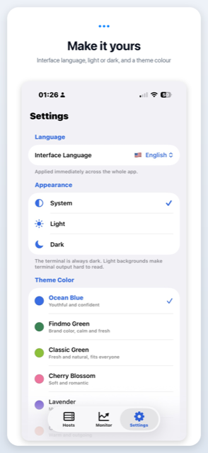 Settings for font size, key rows and floating buttons.