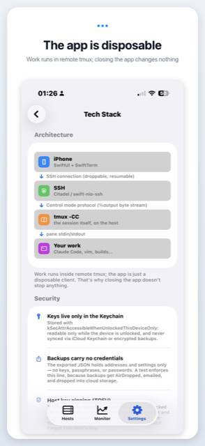 The app being swiped out of the multitasking list while the session keeps running.